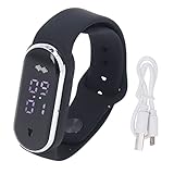 Ejoyous Armbänder Mückenschutz Ultraschall, Anti Mückenarmband Elektronische Anti-Mücken-Armbanduhr mit USB-Aufladung Uhrfunktion Körpertemperatur (BLACK)