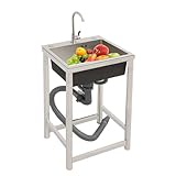 Edelstahl- Multifunktionswaschtisch, Mobile Spüle, Freistehende Spüle für den Außenbereich, 45x41x75cm Gewerbliche Küchenspüle für Outdoorküche, Gastro und Camping usw