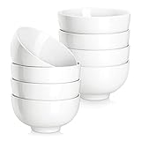 MALACASA, Serie Regular, 8-teilig Porzellan Cremeweiß Müslischalen Set, 300ml Schale Mini-Suppenschüssel, Snackschale Dessertschale für Salat, Suppen, Ramen, Obst usw. 11,4x11,4x5,8