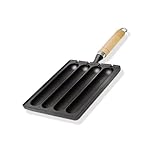 Lisher Bratpfanne aus Gusseisen, Bratpfanne zum Kochen von Grillwürsten, vorgewürzt, langlebig, 20 x 15 cm, vertikal