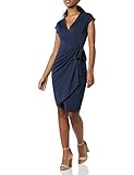 Amazon Essentials Damen Klassisches Wickelkleid mit Flügelärmeln (erhältlich in Übergröße), Marineblau, L