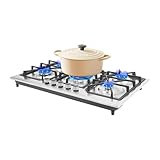 DAHAD Gaskochfeld 5 Flammig, Gasherdplatten Erdgas, Gas Einbau Autark Gaskochfeld mit Automatischer Thermoelementschutz, NG/LPG konvertierbar, Gasherd für Private Oder Gewerbliche Küchen