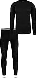 normani Herren Merino Unterwäsche-Set Garnitur (Unterhemd und Unterhose) 100% Merinowolle Thermounterwäsche Ski-Funktionsunterwäsche Farbe Dunkel-Schwarz Größe M/50