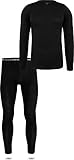 normani Herren Merino Unterwäsche-Set Garnitur (Unterhemd und Unterhose) 100% Merinowolle Thermounterwäsche Ski-Funktionsunterwäsche Farbe Dunkel-Schwarz Größe L/52