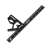 Faithfull Prestige Kombinationswinkel, Schwarz, Aluminium, 300 mm (12 Zoll) – Multifunktionales Mess- und Anreißwerkzeug mit Wasserwaage und Anreißnadel für Holz- und Metallbearbeitung