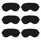 Schlafmaske für Herren und Frauen, Wanfoou 6 Stück Schlafmaske Aus Augenmaske Zum Schlafen Weiche Satin Augenbinde Mit Gummiband Bequeme Nachtschlafmaske für Damen Und Herren (Schwarz)