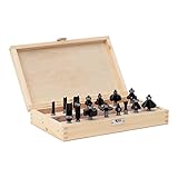 STIER Fräsersortiment, 15-teilig, 8 mm, Holzfräser, Fräser für Oberfräsen, Fräser Set