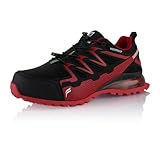 Fusskleidung® Damen Herren Wanderschuhe wasserdichte Trail Running Trekkingschuhe Schwarz Rot EU 39