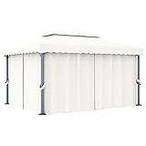 ShCuShan Pavillon mit Vorhang Event Shelter 4x3 m Cremeweiß Aluminium Rosenpavillon