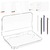 inRobert 3-in-1-Zubehörset für Nintendo 3DS LL/XL, mit Durchsichtiger Hartschalenhülle, Displayschutz Folie (Gehärtetes Glas und PET) und Stylus-Stiften, kompatibel mit der 3DS XL/LL-Konsole