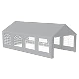 HENGMEI Partyzelt Pavillon 4x8m Metallpavillon Gartenpavillon mit Seitenteilen Wasserdicht Gartenzelt Pergola für Party, Marktstand, Garten Outdoor Camping, Grau