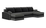 Sofini Ecksofa Sparta mit Schlaffunktion! Best Ecksofa! Eckcouch mit Bettkästen! (Haiti 14+ Haiti 17), Länge: 305 cm, Breite: 140 cm, Höhe: 72 cm