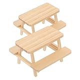 DECHOUS 2 Stück Mini-Tisch Und Stuhl Aus Einem Stück Lärm Miniatur Mini-puppenhausmöbel Puppenhaus-möbeltisch Dollhouse Esstisch Esstischzubehör Puppenhaus-küche Holz