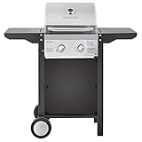 HEINRICHS Gasgrill, Grillwagen, 2Flächen Brenner aus Edelstahl, Balkon-Grill auf 2 Rädern, Outdoor-Grill, BBQ-Grill, Seitenablage klappbar, stufenlose Temperatursteuerung, Temperaturanzeige Heinrich´s