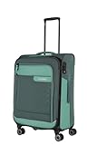 Travelite Reisekoffer mittelgroß, nachhaltig, 4 Rollen, VIIA, Weichgepäck Trolley aus recyceltem Material, TSA Schloss, 67 cm, 70-80 Liter