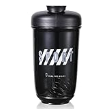 Greyoe Shaker Proteinshake, Classic Loop Shaker, Optimal Geeignet als Eiweiß Shaker, Protein Shaker, Wasserflasche, Trinkflasche, BPA frei, Skaliert Bis 590 ml, Schwarz