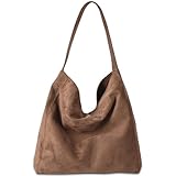 Gluckstar Handtasche Damen Groß, Künstliche Wildleder Tasche Damen, Elegante Shopper Tasche für Frauen, Modische Schultertasche für Freizeit, Arbeit, Reisen, Braun
