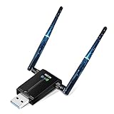 WLAN Stick für PC, 1300Mbps USB WLAN Stick 2.4GHz/5.8GHz Dual Band WLAN Adapter mit 2 x 5dBi Antenna für PC/Desktop/Laptop, Kompatibel mit Windows 11/10/8/7/Vista/XP, Mac OS