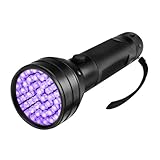 PENIKOKO LED UV Taschenlampe Schwarzlicht Aluminiumlegierung Langlebig Tragbar mit Rutsch Design und Praktischem Tragriemen für Schmuck Ausweis und Geocaching Erkennung