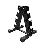 mophrati Hantelbaum Halterung, platzsparender Ständer für das Heim Fitnessstudio, verschleißfest und langlebig, 3 stufige Hantelablage aus Metall