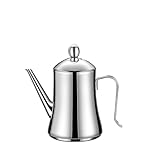 LDKFLKR OlivenöLspender, SpeiseöLflasche, 304 öLspenderflasche Aus Edelstahl Mit Griff, Sojasaucen-Essig-Menage, Tropffreier Ausguss, Helle OberfläChe Zum Kochen In Der KüChe,1L