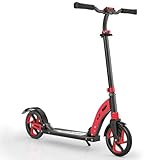 Roller Kinder 6 7 8 9 10+Jahre,Aluminium Scooter,Cityroller Doppeltes Federungssystem,Höhenverstellbar&Klappbar Tretroller,Kickscooter bis100kg Belastbar für Kinder/Jugendliche & Erwachsene (Rot)