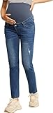 Maacie Umstandsjeans mit Hohe Taille Hosen Umstandsjeans Casual Hosen Skinny Elastic Umstandsjeans Dunkelblau XL MC0336A23-02