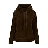 Teddy Fleecejacke Damen Einfarbig Casual Winterjacke Übergangsjacke Mit Kapuze Und Taschen Fleece Sweatjacke Warme Winter Plüschjacke Felljacke Windbreaker Streetwear Kuscheljacke Felljacke Blau 3xl L