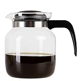 Wenco Premium Glas-Kaffeekanne/Teekanne mit Kunststoff-Deckel, 1,25 l, Transparent, Schwarz (Version 2021)