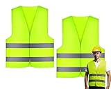 Chenivesss 2 Stück Warnwesten Auto, Warnweste, High Visibility Vest, Pannenweste, Warnwesten, Grün Sicherheitsweste, Reflektorweste, für Nacht, Bauarbeiter, Autofahrer