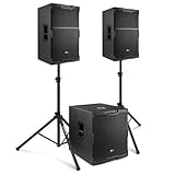 Power Dynamics PDY2-4 2.1 DJ Lautsprecher Set, Mobile PA Anlage Komplettset, DJ Boxen Starter Set, 2600 Watt mit Subwoofer und Stativ, Aktiv PA Lautsprecher, 2.1 Soundsystem