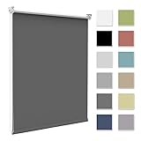 Verdunkelungsrollo Verdunklungsrollo ohne Bohren & mit Bohren,Rollo Verdunkelung Dunkelgrau 80x120cm(Stoffbreite 75cm) für Fenster innen Wand/Deckenmontage Fensterrollo Seitenzugrollo Klemmrollo