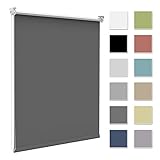 Verdunkelungsrollo Verdunklungsrollo ohne Bohren & mit Bohren,Rollo Verdunkelung Dunkelgrau 45x120cm(Stoffbreite 40cm) für Fenster innen Wand/Deckenmontage Fensterrollo Seitenzugrollo Klemmrollo