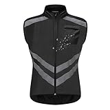 MODRYER Fahrradweste Herren Laufen Weste Leichte Softshell Vest Outdoor Reflektierend Radweste Winddichte Wasserdichte Laufweste Ärmellose Jacke Für Radfahren,Black-M