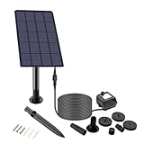 Vilgftyiet 1.5W/2.5W Solar Springbrunnenpumpe mit 4 Düsen, 5V Solarpanel für Gartenteiche, Vogelbäder & DIY Wasserspiele, Schwarz