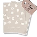 FreudenPost® Premium Mutterpasshülle aus Leinwandstoff - Geschenk zur Schwangerschaft & Geburt - Fach für Ultraschallbilder - stilvoll & langlebig (Gänseblümchen beige)