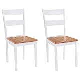 Gecheer Esszimmerstühle 2 STK. Weiß Massivholz Gummibaum, Polsterstuhl Dining Chairs Küchenstuhl für Esszimmer Küche Wohnzimme245368