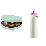 Bestron Donut Maker, inkl. Teigportionierer für 700ml mit Skala, Ideal zum Befüllen des Donut-Geräts, Farbe Gerät: Mint, Teigflasche: Weiß