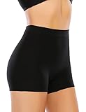 YARRCO Nahtlose Miederhose Leicht Formende Bauchweg Unterhose Damen Mittelhohe Taille Shapewear Kurze Leggings Miederpants Unterwäsche (Schwarz, L)