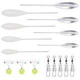 16 Stück Sbirolino Set 4X Spirolino Sinkend 4X Sbirolino Schwimmend (8g 10g 15g 20g) 5X Dreifachwirbel und 3 Größen Schnurstopper Angeln (M L XL) Sbirolino Forellen Set für Forellenköder