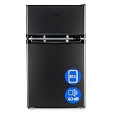 MEDION Mini Kühl-Gefrierkombination (85 Liter, 61L Kühlteil, 24L Gefrierteil, freistehend, 40 dB, transparente Gemüseschublade, Türanschlag wechselbar, MD 37689) grau