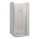 Einzelfalttür 88-92 cm Höhe: 195 cm, Duschfalttür aus 6mm ESG Sicherheitsglas in Klarglas - Duschtür, Duschabtrennung, Nischentür
