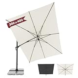 Doppler großer Pendelschirm Jack 400x300cm Natur I Sonnenschirm für Terrasse I Ampelschirm knickbar I Kurbelschirm UV-beständig aus Aluminium I Multifunktions-Pendelschirm