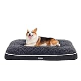 HMTOPE Hundebett, 10cm Dicke Hundematte, waschbar, rutschfeste Unterseite, Hundematte für große Hunde, 90cm, Dunkelgrau