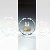 eberin – Jade-Glas 8-Eck 12mm Pokal · Glaspokal Trophäe mit Gravur · Award als Ehrenpreis zum Jubiläum/Vereinsfest · Glastrophäe inkl. Blauer Geschenkbox