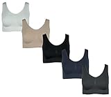 J-line 5er Pack Damen Komfort BH Seamless Bustier Top Shirt Komfortträger (XL, Weiß)