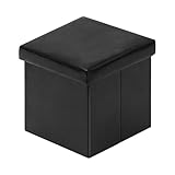 Bonlife Sitzhocker Mit Stauraum Sitzbank Faltbar Buecher Aufbewahrungsbox Klein Sitz Box Faltbox mit Deckel Schwarz 30x30x30cm