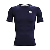 Under Armour kurzärmliges Funktionsshirt, schnelltrocknendes T-Shirt mit Kompressionspassform, Midnight Navy / White, L, 1361518