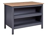 Inter Link - Kücheninsel - Mittelinsel - Arbeitsplatte - Küchenschrank mit Regalen - Melaminbeschichtet - Länge 124cm - Höhe 82 cm - Tiefe 75 cm - Nellina - Anthrazit/Eiche Artisan