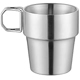 Gogogmee Edelstahl Faltbecher 300ml mit Klappbarem Griff Leichter Outdoor Campingbecher für Wandern und Picknick